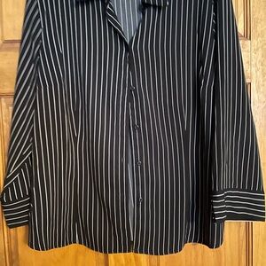 Notations Black and White Striped Blouse
